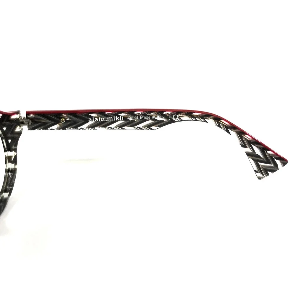 Alain Mikli Eyeglasses Frames A03020 4113 Zigzag Black Grey Red Round 48-22-145